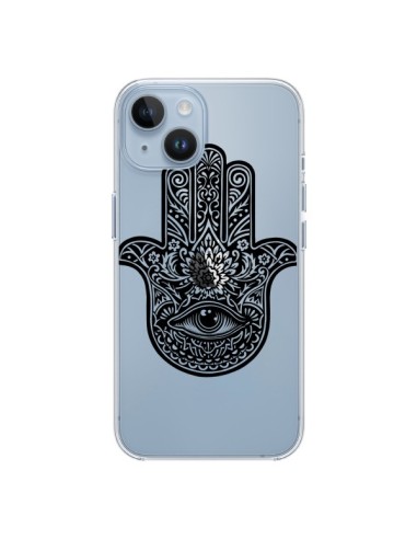 Coque iPhone 14 Hamsa Cinq Doigts Main Mauvais Oeil Transparente - Rachel Caldwell