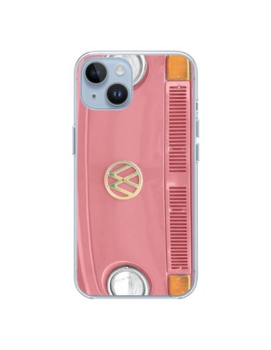 Coque iPhone 14 Groovy Van Hippie VW Rose - R Delean