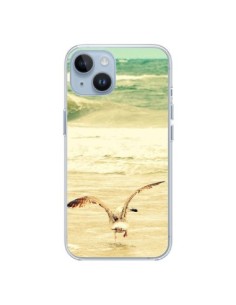 Coque iPhone 14 Mouette Mer Ocean Sable Plage Paysage - R...