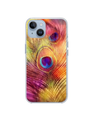 Coque iPhone 14 Plume de Paon Multicolore - Sylvia Cook