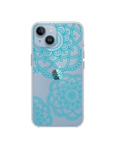 Cover iPhone 14 Mandala Verde acqua Doodle fiori...