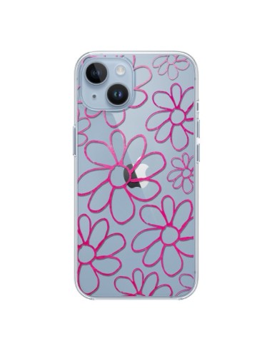 Coque iPhone 14 Flower Garden Pink Fleur Transparente - Sylvia Cook