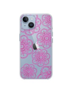 Cover iPhone 14 Doodle  Mandala Rosa Fiori Trasparente -...