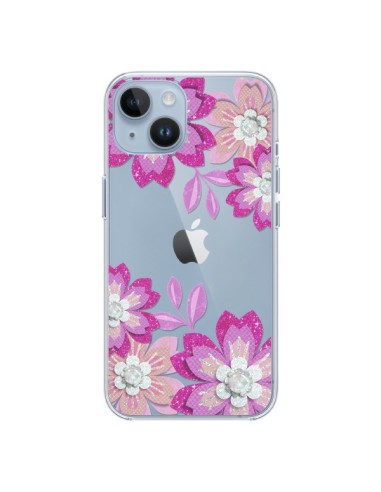 Coque iPhone 14 Winter Flower Rose, Fleurs d'Hiver Transparente - Sylvia Cook