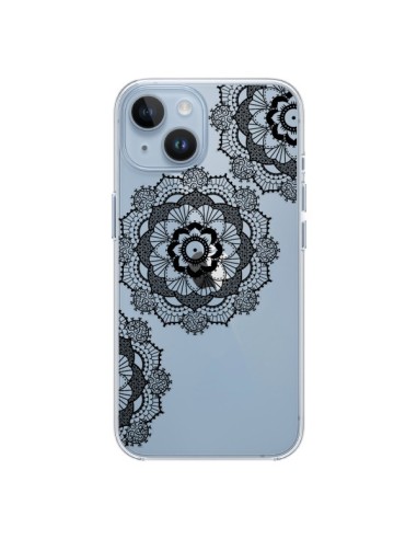 Coque iPhone 14 Triple Mandala Noir Black Transparente - Sylvia Cook