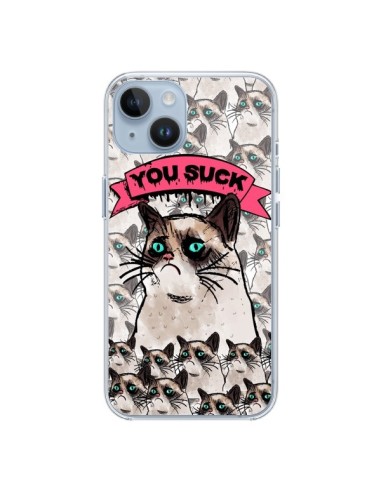 Coque iPhone 14 Chat Grumpy Cat - You Suck - Sara Eshak