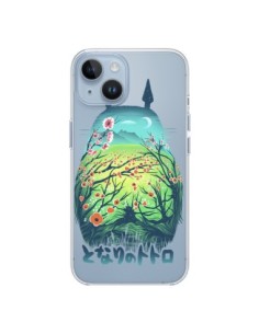Cover iPhone 14 Totoro Manga Fiori Trasparente - Victor...