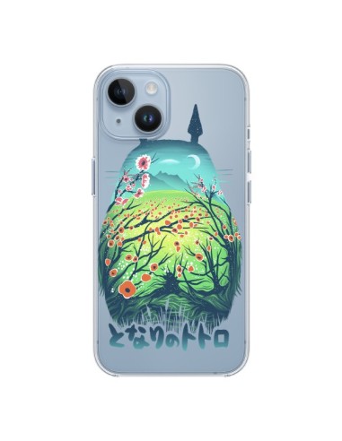 Cover iPhone 14 Totoro Manga Fiori Trasparente - Victor Vercesi