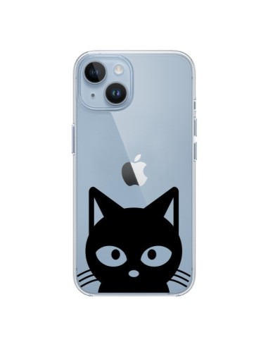 Cover iPhone 14 Testa Gatto Nero Trasparente - Yohan B.