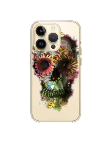 Coque iPhone 14 Pro Skull Flower Tête de Mort Transparente - Ali Gulec