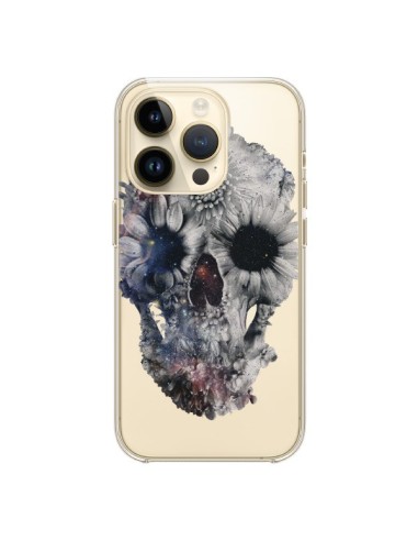 Coque iPhone 14 Pro Floral Skull Tête de Mort Transparente - Ali Gulec