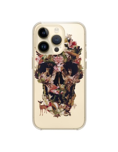 Coque iPhone 14 Pro Jungle Skull Tête de Mort Transparente - Ali Gulec