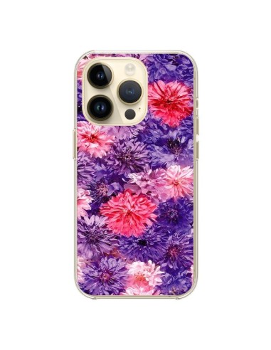 Coque iPhone 14 Pro Fleurs Violettes Flower Storm - Asano Yamazaki