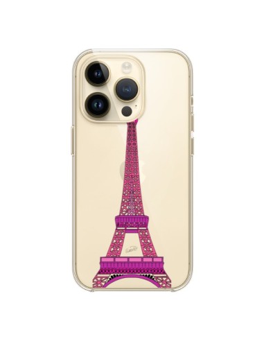 Coque iPhone 14 Pro Tour Eiffel Rose Paris Transparente - Asano Yamazaki