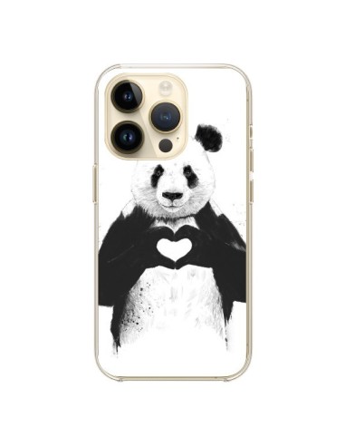 Coque iPhone 14 Pro Panda Amour All you need is love - Balazs Solti