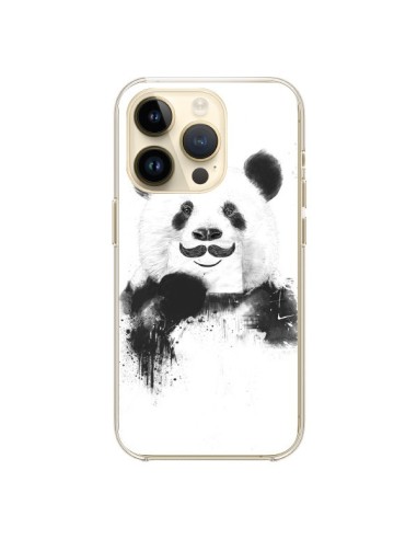 Coque iPhone 14 Pro Funny Panda Moustache Movember - Balazs Solti