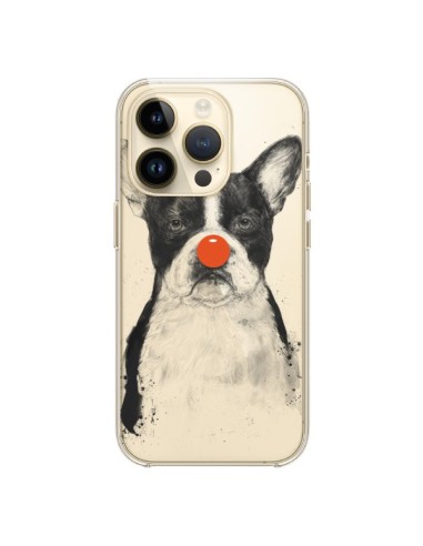 Coque iPhone 14 Pro Clown Bulldog Dog Chien Transparente - Balazs Solti