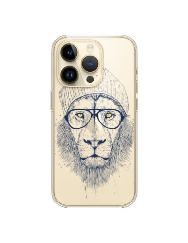 iPhone 14 Pro Case Cool Lion Swag Glasses Clear - Balazs Solti