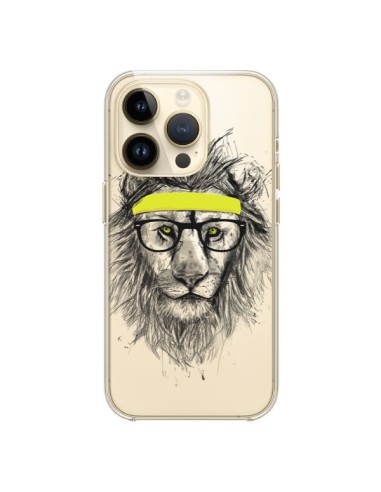 Coque iPhone 14 Pro Hipster Lion Transparente - Balazs Solti