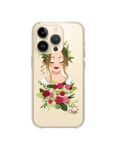 Coque iPhone 14 Pro Femme Closed Eyes Fleurs Transparente - Chapo