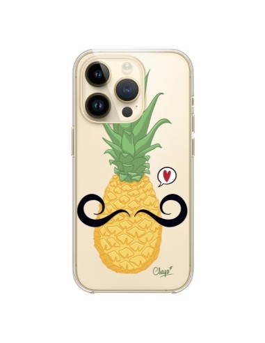 Coque iPhone 14 Pro Ananas Moustache Transparente - Chapo