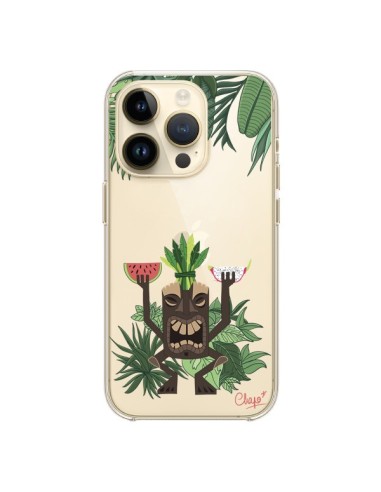 Coque iPhone 14 Pro Tiki Thailande Jungle Bois Transparente - Chapo
