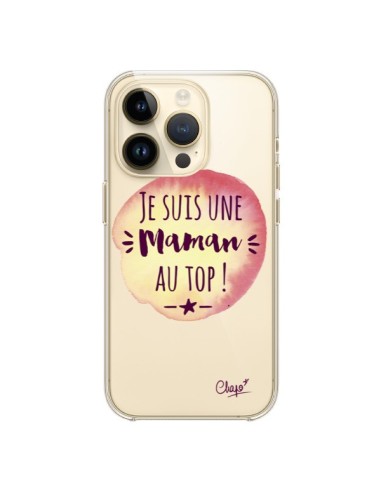 Coque iPhone 14 Pro Je suis une Maman au Top Orange Transparente - Chapo