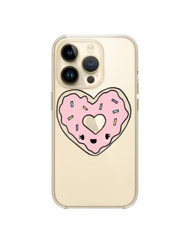 Cover iPhone 14 Pro Ciambella Cuore Rosa Trasparente - Claudia Ramos