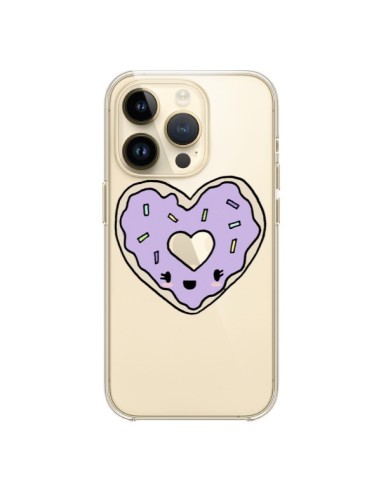 iPhone 14 Pro Case Donut Heart Purple Clear - Claudia Ramos