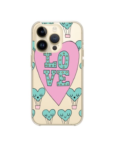 iPhone 14 Pro Case Love Clouds hot-air Balloon Clear - Claudia Ramos