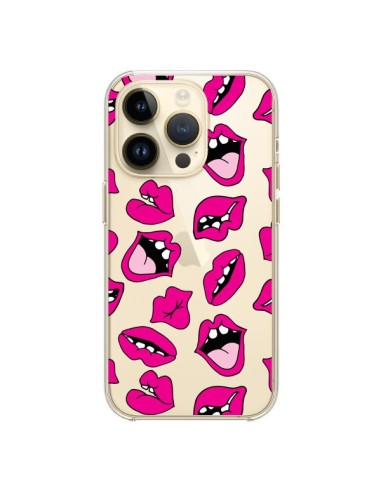 Coque iPhone 14 Pro Lèvres Lips Bouche Kiss Transparente - Claudia Ramos