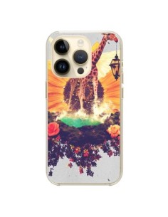 Cover iPhone 14 Pro Giraffa Fiori - Eleaxart