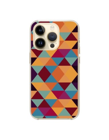 Coque iPhone 14 Pro Azteque Triangle Orange - Eleaxart