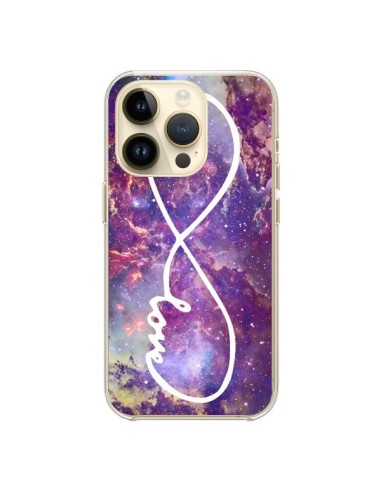 Coque iPhone 14 Pro Love Forever Infini Galaxy - Eleaxart