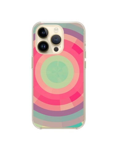 Coque iPhone 14 Pro Spirale de Couleurs Rose Vert - Eleaxart