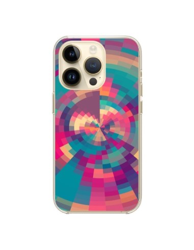 Coque iPhone 14 Pro Spirales de Couleurs Rose Violet - Eleaxart