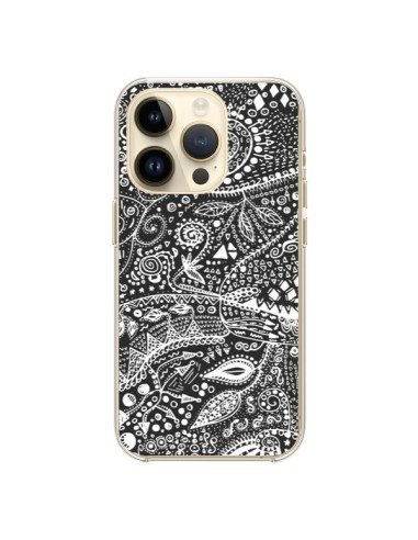 Coque iPhone 14 Pro Azteque Noir et Blanc - Eleaxart