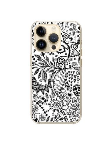 Coque iPhone 14 Pro Azteque Blanc et Noir - Eleaxart