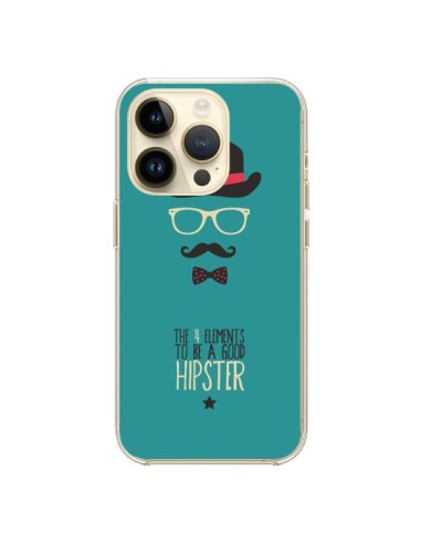 Coque iPhone 14 Pro Chapeau, Lunettes, Moustache, Noeud Papillon To Be a Good Hipster - Eleaxart