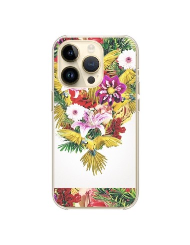 Cover iPhone 14 Pro Parrot Floral Pappagallo Fiori - Eleaxart