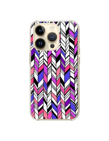 Coque iPhone 14 Pro Graphic Azteque Rose Violet - Léa Clément