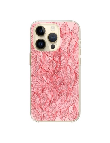 Coque iPhone 14 Pro Courbes Meandre Rouge Cerise - Léa Clément