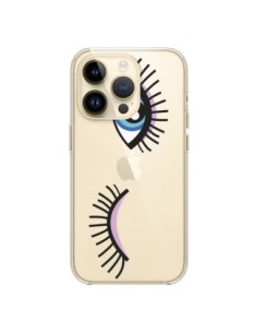 Coque iPhone 14 Pro Eyes Oeil Yeux Bleus Transparente -...