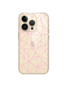 Coque iPhone 14 Pro Lignes Triangle Rose Transparente -...