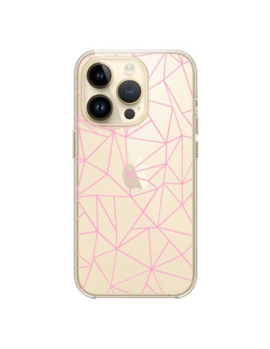 Coque iPhone 14 Pro Lignes Triangle Rose Transparente - Project M