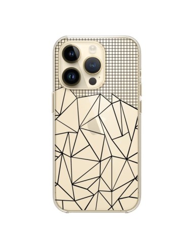 iPhone 14 Pro Case Lines Grid Abstract Black Clear - Project M
