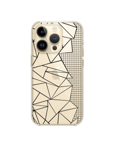 iPhone 14 Pro Case Lines Side Grid Abstract Black Clear - Project M