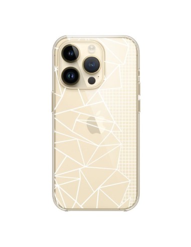 iPhone 14 Pro Case Lines Side Grid Abstract White Clear - Project M