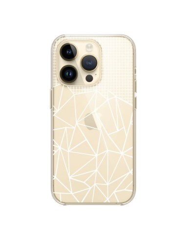 Coque iPhone 14 Pro Lignes Grilles Grid Abstract Blanc Transparente - Project M