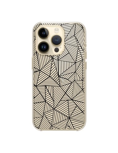 Cover iPhone 14 Pro Linee Griglia Triangles Full Grid Astratto Nero Trasparente - Project M